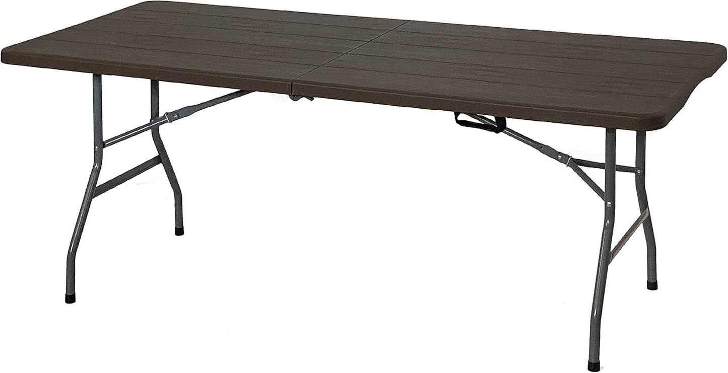 フォールディング ワーク テーブル 木目調 折りたたみ テーブル ガーデン アウトドア (180×74×74cm)ダークブラウン